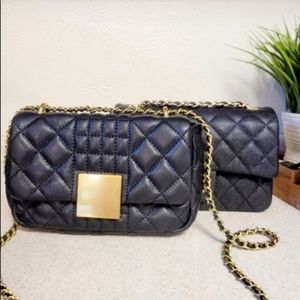 Quilted mini rectangular crossbody purse